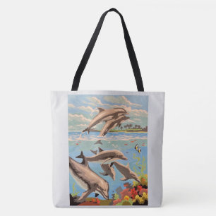 Bolso De Tela Mano Pintada Por Número Delfines lúdicos