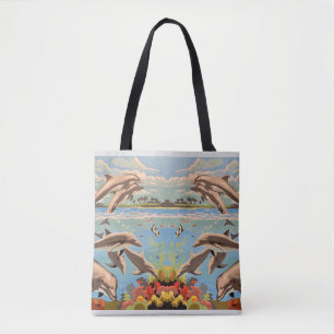 Bolso De Tela Mano Pintada Por Número Delfines lúdicos