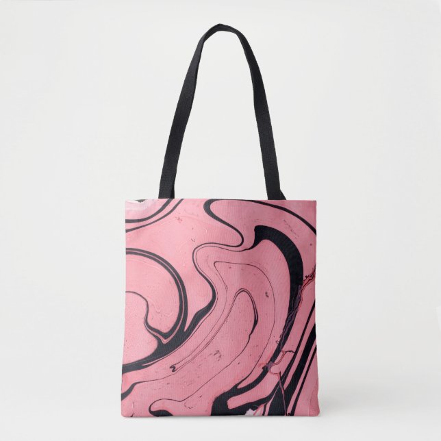 Bolso De Tela Mano rosa de mármol negro dibujada (Anverso)