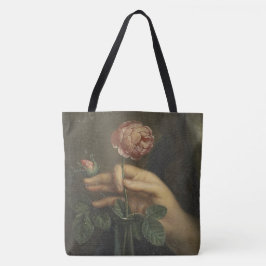 Bolso De Tela Mano y Rosa