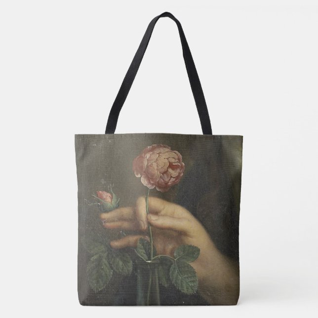 Bolso De Tela Mano y Rosa (Anverso)