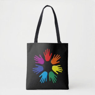 Bolso De Tela Manos arcoiris