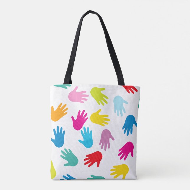 Bolso De Tela Manos coloridas (Reverso)