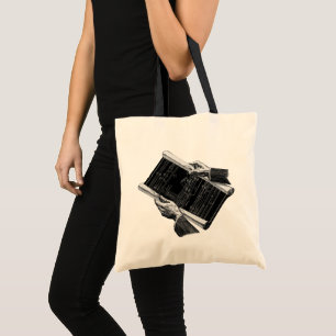 Bolso De Tela Manos con planos arquitectónicos azules vintage, N