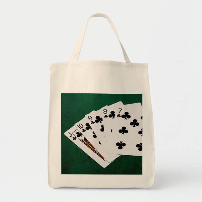 Bolso De Tela Manos de póquer - Flush recto - Juego de Clubs (Frente)