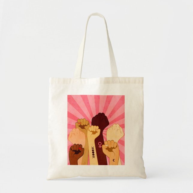 Bolso De Tela Manos femeninas con puño levantado (Frente)