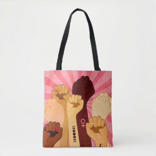 Bolso De Tela Manos femeninas con puño levantado