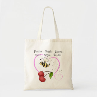 Bolso De Tela Manosee las fuentes del bebé del corazón del rosa