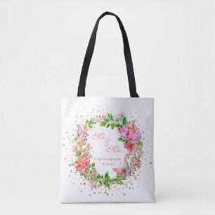 Bolso De Tela Manta de primavera de flores rosadas y mariposas e
