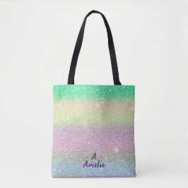 Bolso De Tela Manta de Unicornio con Brillo Monograma Minimalist