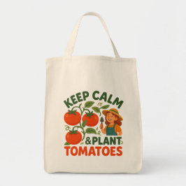 Bolso De Tela Mantén la Calma & Planta Tomates