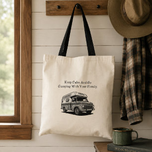 Bolso De Tela Mantén la calma, ve de camping, aventura familiar