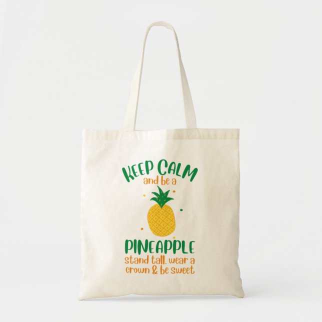 Bolso De Tela Mantén la calma y sé un verano de piña (Frente)