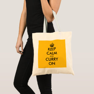 Bolso De Tela Mantén la calma y sigue con el curry divertida bol