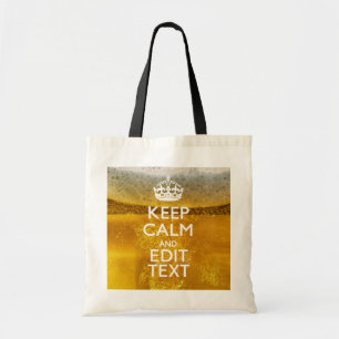 Bolso De Tela Mantén la calma y tu texto para una cerveza fría