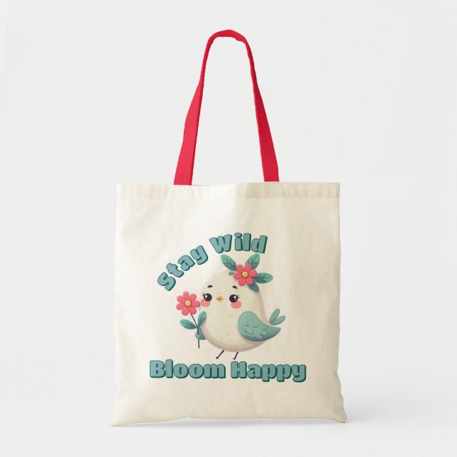 Bolso De Tela Mantén la Flor Silvestre Feliz (Frente)