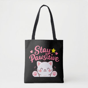 Bolso De Tela Mantén la Pawsitividad – Diseño de Cita Motivacion