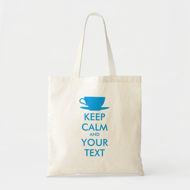 Bolso De Tela MANTENER CALMA Y TU TEXTO - capucha azul (Frente)