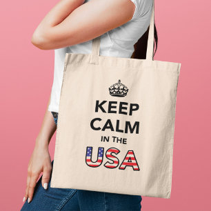 Bolso De Tela Mantener la calma en Estados Unidos (negro).png