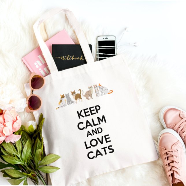 Bolso De Tela Mantener la calma y amar a los gatos (Subido por el creador)