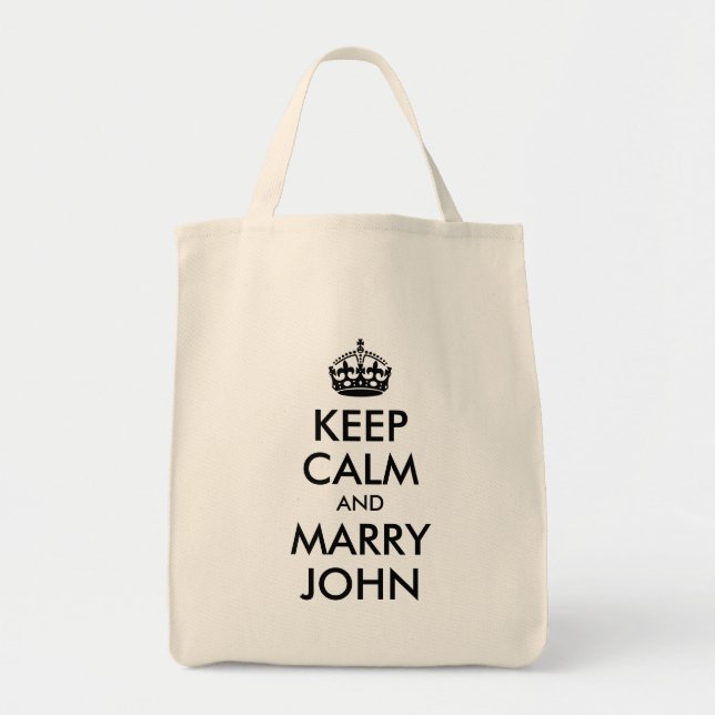 Bolso De Tela Mantener la calma y casarse con John Bag (Frente)