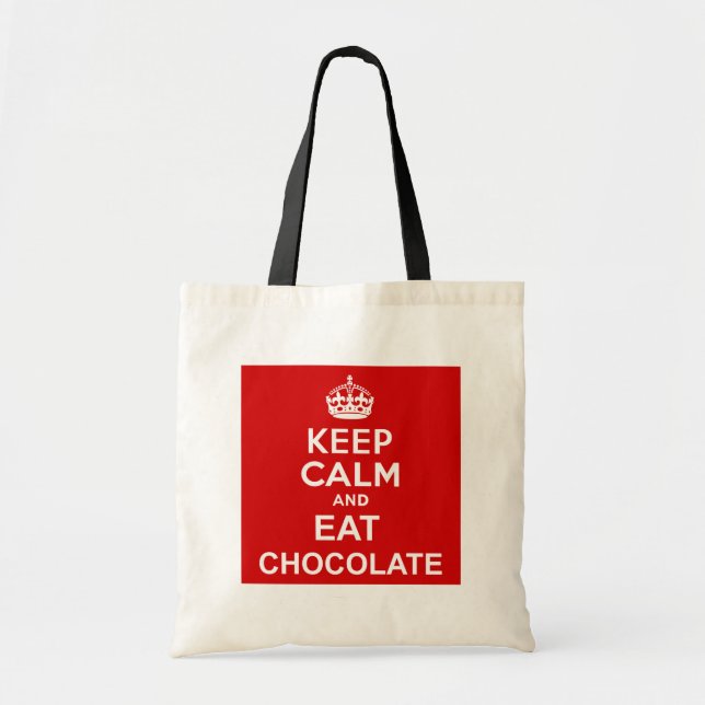 Bolso De Tela Mantener la calma y comer chocolate (Frente)