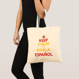 Bolso De Tela Mantener la calma y hablar español
