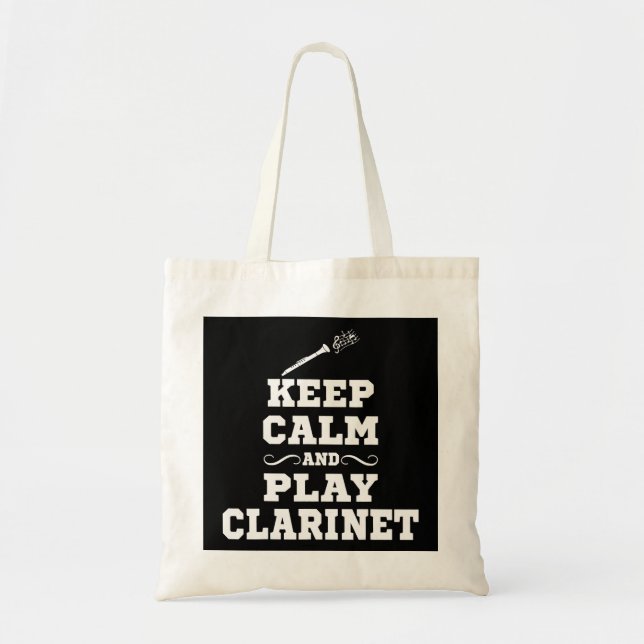 Bolso De Tela Mantener La Calma Y Jugar Clarinet Shirny Gracioso (Frente)