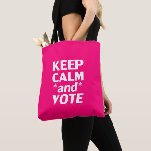 Bolso De Tela mantener la calma y votar la tipografía moderna ro