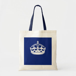 Bolso De Tela Mantener tranquilo icono de la corona en azul mari