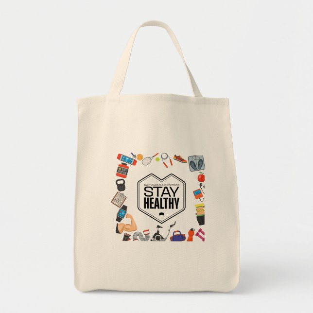Bolso De Tela mantener un diseño motivacional saludable (Frente)