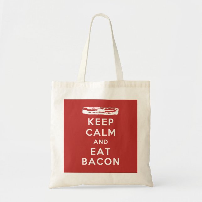 Bolso De Tela Mantenga tranquilo y coma el tocino (Frente)