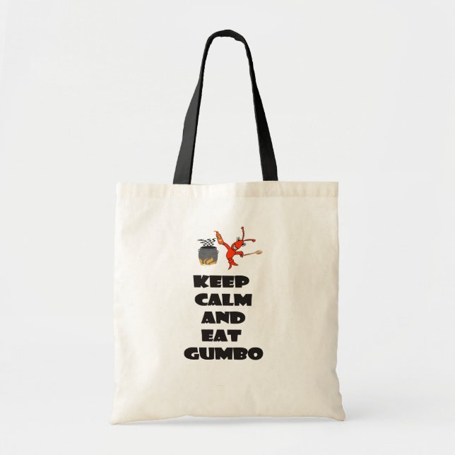 Bolso De Tela Mantenga tranquilo y coma el tote del Gumbo (Frente)