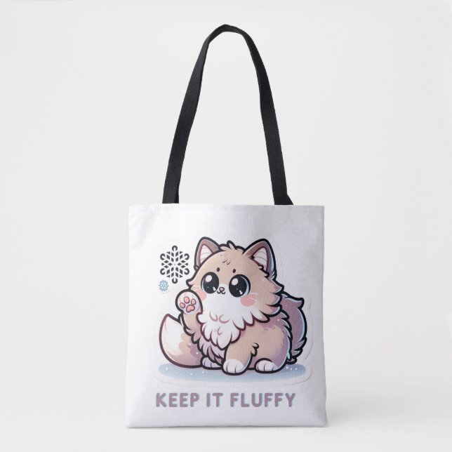 Bolso De Tela Manténgalo fluffy kitten en un portátil (Anverso)