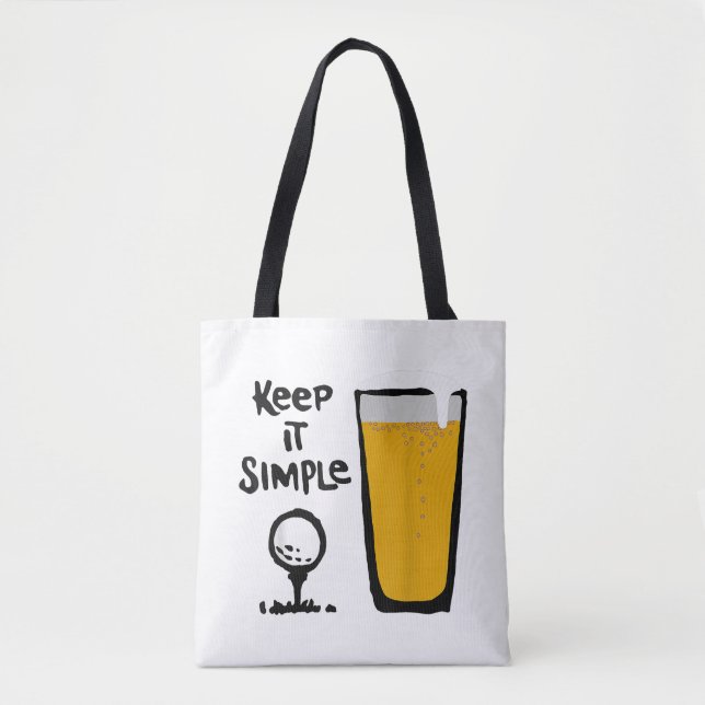 Bolso De Tela Manténgalo Simplemente Gracioso Cerveza Golf (Anverso)