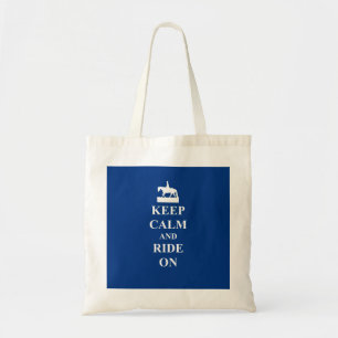 Bolso De Tela Mantengan la calma y sigan (azul)