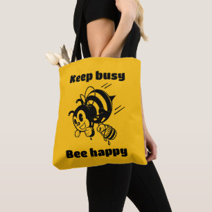 Bolso De Tela Manténgase ocupado sé feliz Personalizado motivado