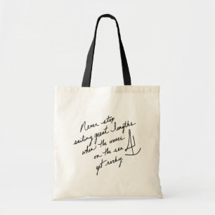 Bolso De Tela Manuscrito Nunca Dejes de Navegar Grandes Longitud