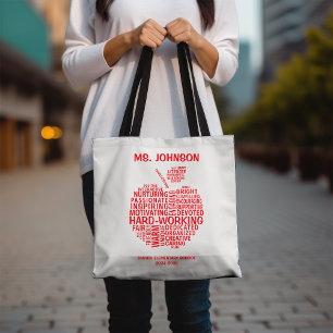 Bolso De Tela Manzana de la tipografía de aprecio de profesores
