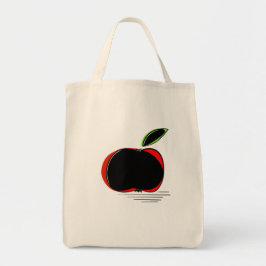 Bolso De Tela Manzana oscura – Ilustración moderna minimalista d