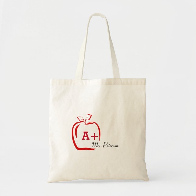 Bolso De Tela Manzana Para Maestro (Frente)