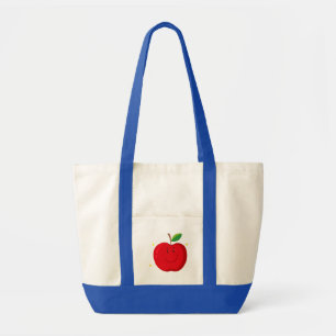 Bolso De Tela Manzana roja con cara feliz
