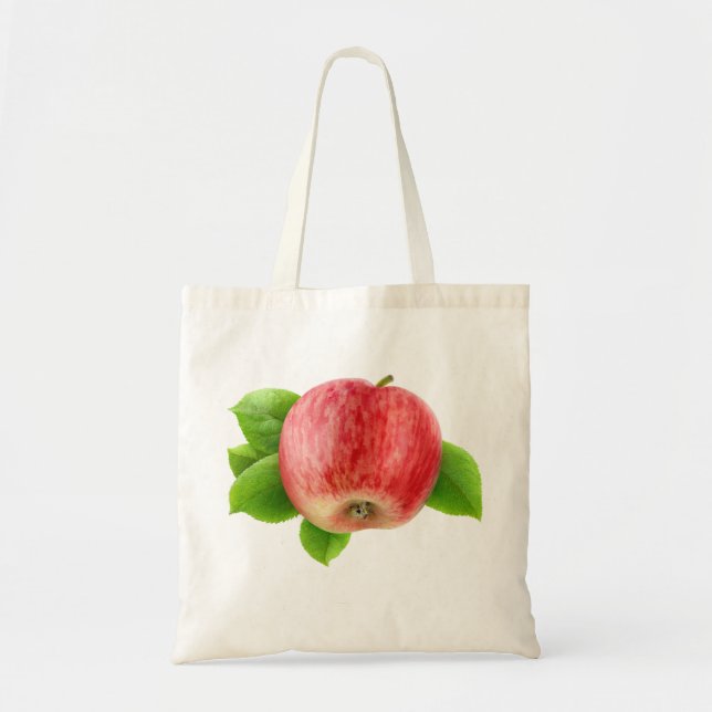 Bolso De Tela manzana roja con hojas (Frente)
