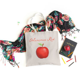 Bolso De Tela Manzana roja deliciosa minimalista