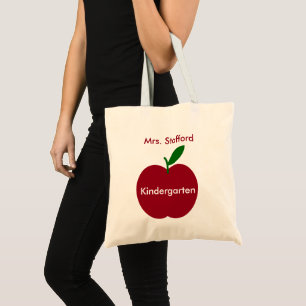 Bolso De Tela Manzana Roja y Verde Personalizada para Maestros