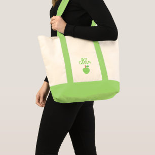 Bolso De Tela manzana verde pixelada