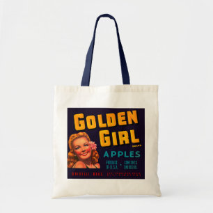 Bolso De Tela Manzanas Chicas doradas