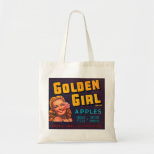 Bolso De Tela Manzanas Chicas doradas