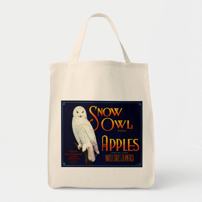 Bolso De Tela Manzanas de búho de nieve (Frente)