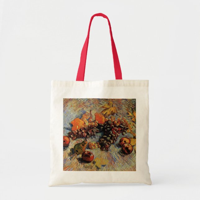 Bolso De Tela Manzanas, peras, leones, uvas de Vincent van Gogh (Frente)